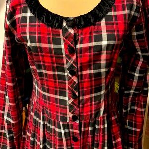 DRESS VINTAGE 80’S LANZ OF SALZBURG PLAID PRAIRIE OR COTTAGE STYLE MIDI SIZE S